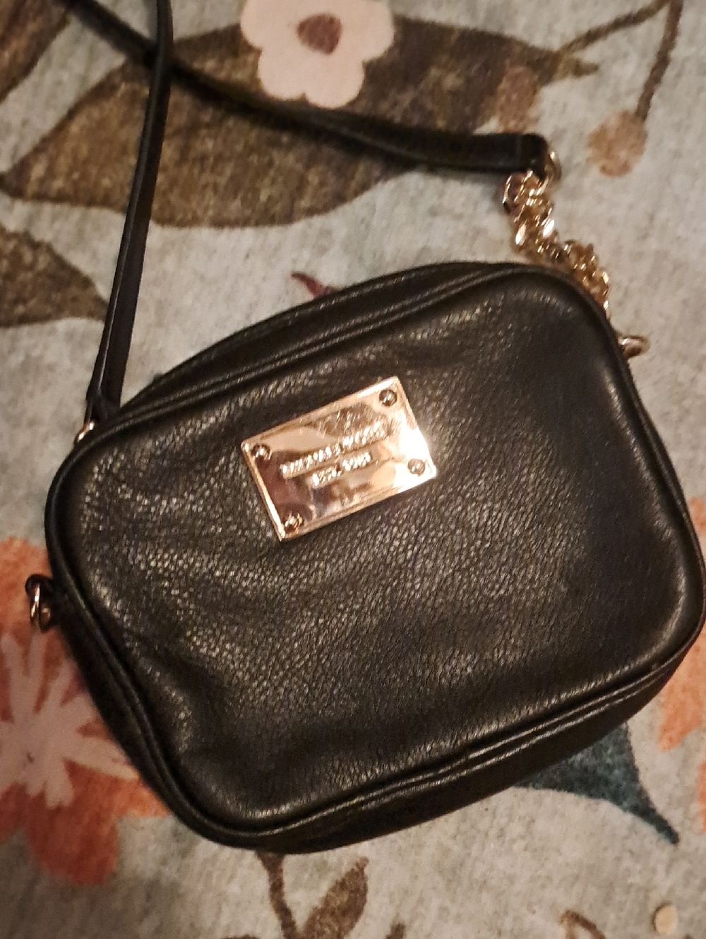 Michael Kors Black Crossbody Bag with Gold Plate